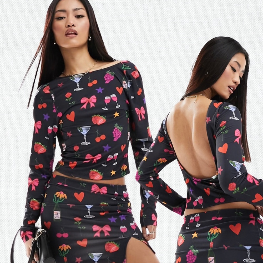 ASOS Long Sleeve Galentines Graphic Size S